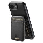 Per iPhone 16e Suteni H15 MagSafe Oil Eax Custodia per telefono con portafoglio staccabile in pelle (nero)