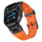 Per Apple Watch 46mm / 49mm / 45mm / 44mm Connettore in acciaio inossidabile Cinturino per orologio in TPU con grana verticale (arancione)