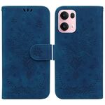 Per OPPO Reno13 Pro Custodia per telefono in pelle goffrata con motivo a farfalla rosa (blu)