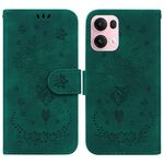 Per OPPO Reno13 Pro Custodia per telefono in pelle goffrata con motivo a farfalla rosa (verde)