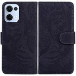 Per OPPO Reno13 Custodia per telefono in pelle con motivo a rilievo tigre globale (nero)