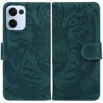Per OPPO Reno13 Custodia per telefono in pelle con motivo a rilievo tigre globale (verde)