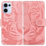 Per OPPO Reno13 Custodia per telefono in pelle con motivo a rilievo tigre globale (rosa)