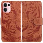 Per OPPO Reno13 Pro Custodia per telefono in pelle con motivo a rilievo tigre globale (marrone)