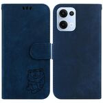 Per OPPO Reno13 Global Little Tiger Custodia in pelle goffrata per telefono (blu scuro)