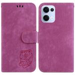 Per OPPO Reno13 Global Little Tiger Custodia in pelle goffrata per telefono (rosso rosa)