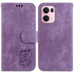 Per OPPO Reno13 Pro Global Little Tiger Custodia in pelle goffrata per telefono (viola)