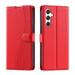 Per Samsung Galaxy S25+ 5G Voltage Custodia per telefono in pelle ultra sottile a pois (rosso)