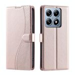 Per Xiaomi 14T Voltage Custodia per telefono in pelle ultra sottile a pois (oro rosa)