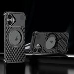 Per iPhone 16 R-JUST RJ-64 Custodia per telefono MagSafe con dissipazione del calore per aromaterapia con supporto (nero)