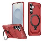Per Samsung Galaxy S25+ 5G Custodia per telefono con supporto MagSafe satinato (rosso)
