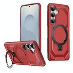 Per Samsung Galaxy S24 5G Custodia per telefono con supporto MagSafe satinato (rosso)