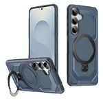 Per Samsung Galaxy S24 5G Custodia per telefono con supporto MagSafe satinato (blu)
