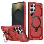 Per Samsung Galaxy S25 Ultra 5G Custodia per telefono con supporto MagSafe satinato (rosso)