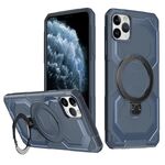 Per iPhone 12 Pro Max Custodia per telefono con supporto MagSafe satinato (blu)