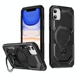 Per iPhone 11 Custodia per telefono con supporto MagSafe satinato (nero)