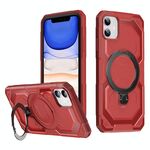 Per iPhone 11 Custodia per telefono con supporto MagSafe satinato (rosso)