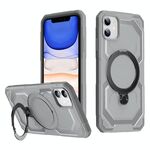 Per iPhone 11 Custodia per telefono con supporto MagSafe satinato (grigio)