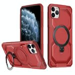 Per iPhone 11 Pro Custodia per telefono con supporto MagSafe satinato (rosso)