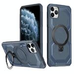 Per iPhone 11 Pro Custodia per telefono con supporto MagSafe satinato (blu)