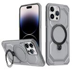 Per iPhone 13 Pro Max Custodia per telefono con supporto MagSafe satinato (grigio)