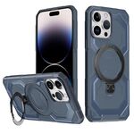 Per iPhone 13 Pro Custodia per telefono con supporto MagSafe satinato (blu)