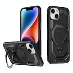 Per iPhone 13 Custodia per telefono con supporto MagSafe satinato (nero)