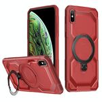 Per iPhone XS Max Custodia per telefono con supporto MagSafe satinato (rosso)
