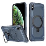 Per iPhone XS Max Custodia per telefono con supporto MagSafe satinato (blu)