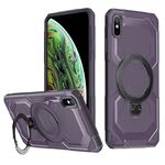 Per iPhone XS / X Custodia per telefono con supporto MagSafe satinato (viola)