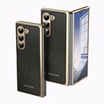 Per Samsung Galaxy Z Fold6 Custodia per telefono con placcatura in broccato d'argento e filo d'oro integrato (nero)
