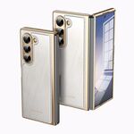Per Samsung Galaxy Z Fold6 Custodia per telefono con placcatura in broccato d'argento e filo d'oro integrato (bianco)