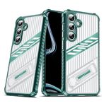 Per Samsung Galaxy S24 FE 5G Plating Holder PC Hybrid TPU Custodia per telefono (verde scuro)