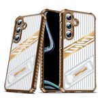 Per Samsung Galaxy S24 FE 5G Plating Holder PC Hybrid TPU Custodia per telefono (Desert Gold)