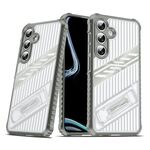 Per Samsung Galaxy S24 FE 5G Plating Holder PC Hybrid TPU Custodia per telefono (grigio siderale)