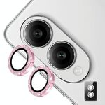 Per Samsung Galaxy S25 Edge 5G ENKAY Hat-Prince 9H Obiettivo della fotocamera posteriore Pellicola in vetro temperato in lega di alluminio glitterata (rosa)