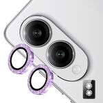 Per Samsung Galaxy S25 Edge 5G ENKAY Hat-Prince 9H Obiettivo della fotocamera posteriore Pellicola in vetro temperato in lega di alluminio glitterata (viola)