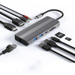 Stazione di docking di rete Gigabit HD Type-C multifunzionale Blueendless DP+HDMI Dual 8K 10 in 1