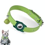 Per AirTag Tracker Custodia protettiva impermeabile Collare in pelle per animali domestici Collare anti smarrimento per gatti (verde)