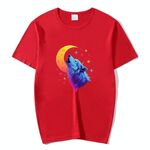 Maglietta a maniche corte con scollo rotondo e stampa Moon Wolf in modal, stampa su richiesta, taglia: XXXXL (rosso)