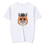 Maglietta a maniche corte in modal con scollo rotondo stampato Gentleman Fox, stampa su richiesta, taglia: M (bianco)