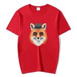 Maglietta a maniche corte in modal con scollo rotondo stampato Gentleman Fox, stampa su richiesta, taglia: L (rosso)