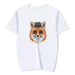 Maglietta a maniche corte in modal con scollo rotondo stampato Gentleman Fox, stampa su richiesta, taglia: XXL (bianco)