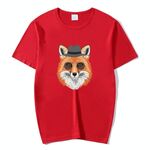 Maglietta a maniche corte in modal con scollo rotondo stampato Gentleman Fox, stampa su richiesta, taglia: XXL (rosso)