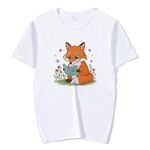 T-shirt a maniche corte in modal con scollo rotondo stampato Reading Fox, stampa su richiesta, taglia: M (bianco)