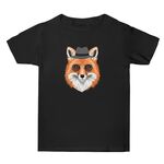 Maglietta a maniche corte in cotone estivo con stampa Gentleman Fox, stampa su richiesta, taglia: XXXL (nero)