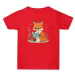 T-shirt a maniche corte in cotone estivo con stampa "Reading Fox" Stampa su richiesta, taglia: L (rosso)