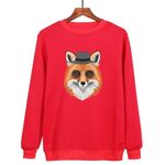 Felpa girocollo casual larga stampata Gentleman Fox con stampa su richiesta, taglia: S (rosso)