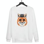 Felpa girocollo casual larga stampata Gentleman Fox con stampa su richiesta, taglia: M (bianco)