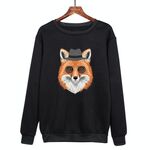 Felpa girocollo casual ampia e stampata Gentleman Fox con stampa su richiesta, taglia: XXL (nero)